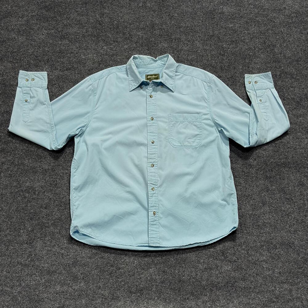 Eddie Bauer Shirt Mens Large Blue Button Down Outdoor Casual Hiking Long Sleeve